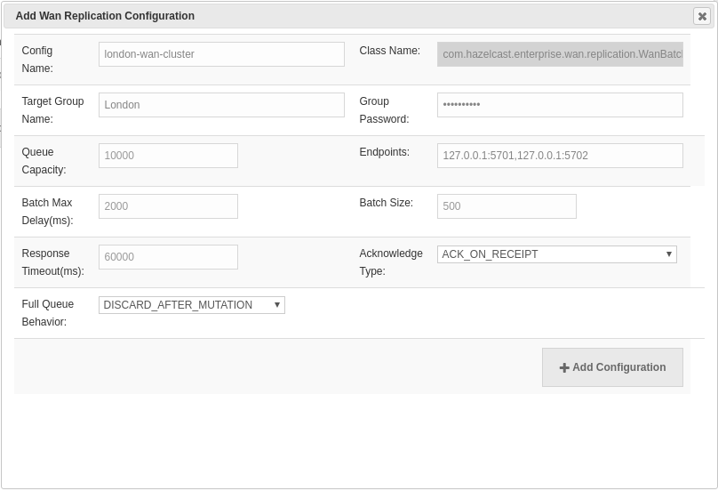 Add WAN Replication Configuration