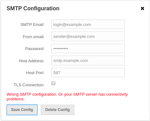 SMTP Configuration Error