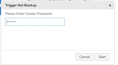 Hot Backup Ask Cluster Password