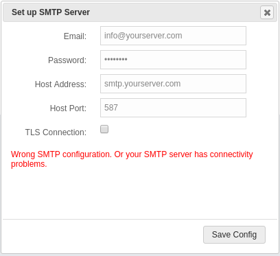 SMTP Configuration Error