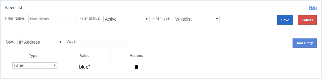 Add Client Filtering List